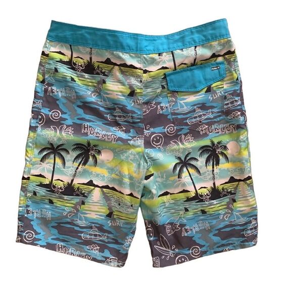 Hurley Blue & Yellow Surf Board Shorts Size 18/29 - Picture 7 of 11